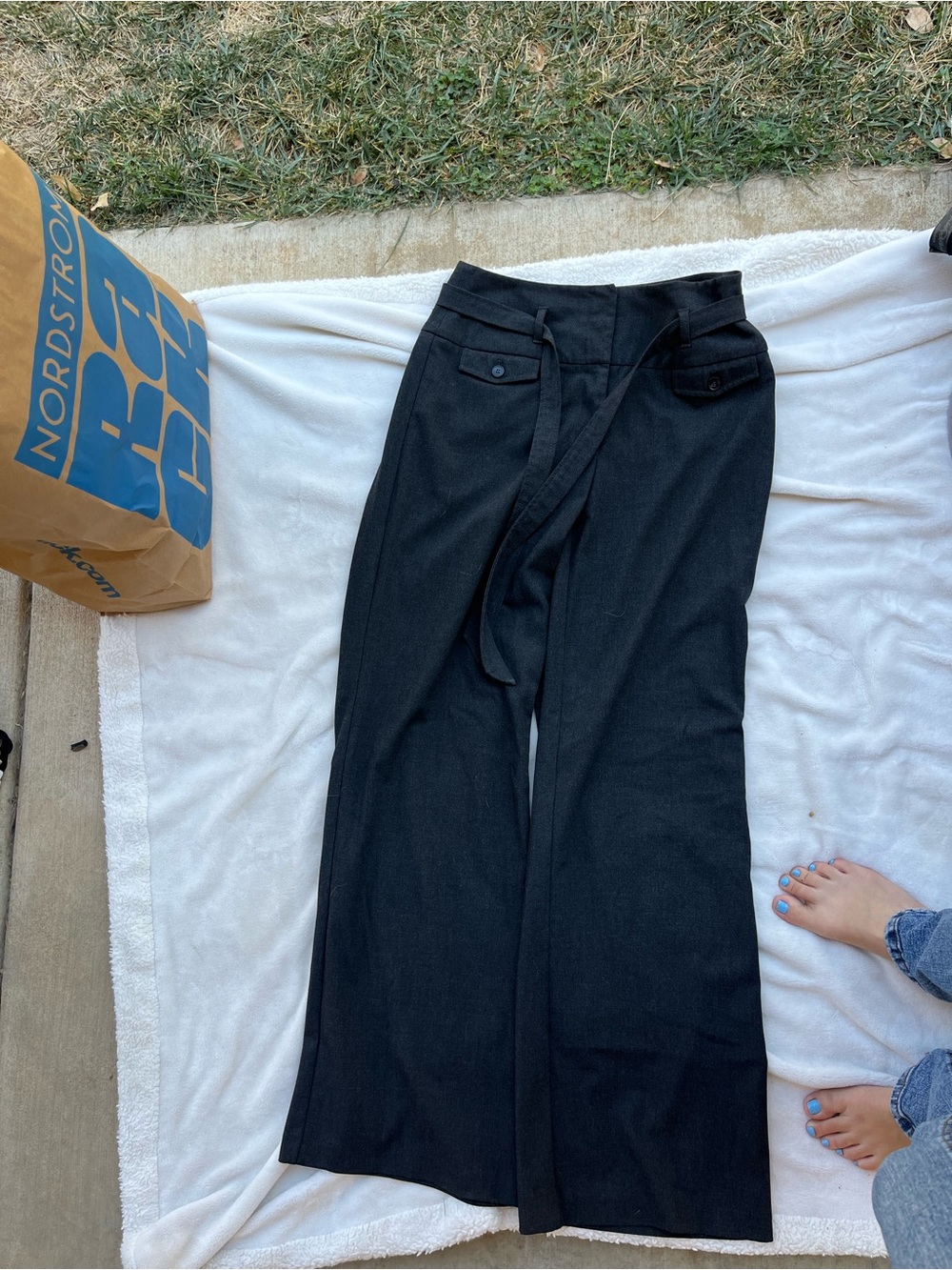 H&M Black Wide-Leg High-Rise Jeans with Tie Belt